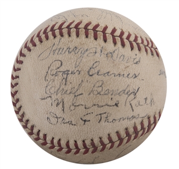 1911 & 1929 World Series Champion Philadelphia Athletics Reunion Team Signed Baseball With 15 Signatures Including Chief Bender (PSA/DNA)